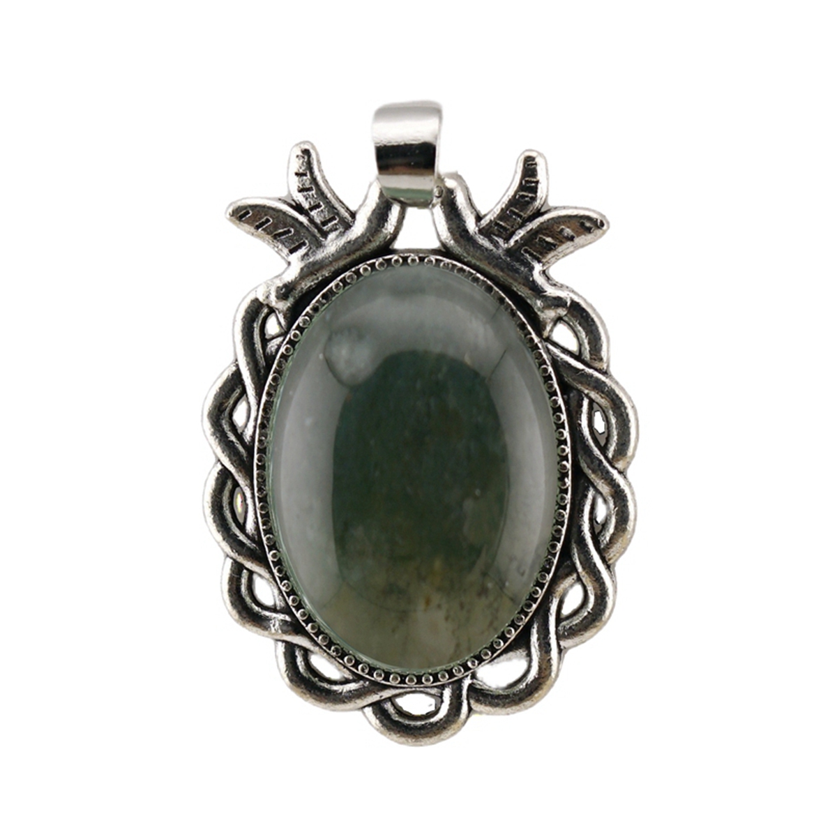 Natural Gemstone Pendant for Making Jewelry with 18x25MM Stone Cabs  Silver Alloy Accessories