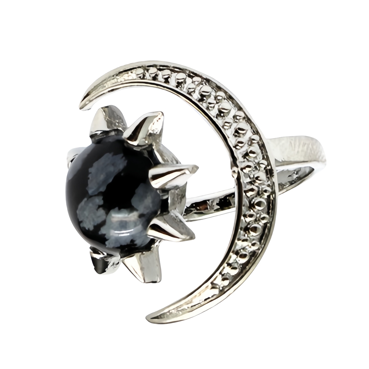 Moon Stone Rings for Women Men Adjustable Healing Crystal Ring Copper Plated White Gold Horse Eye Gemstone  SR0132S