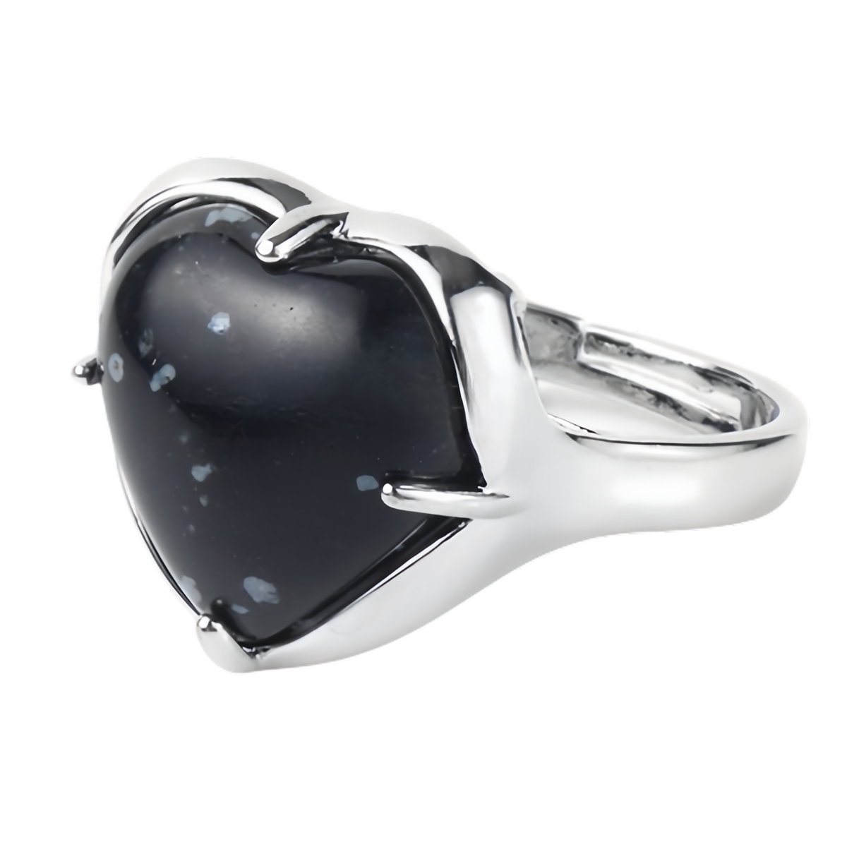 Silver Heart Stone Rings for Women Men Adjustable  SR0141S