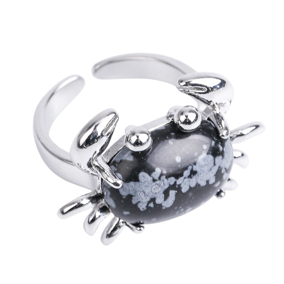 Silver Crab Stone Rings for Women Men Adjustable SR0146S