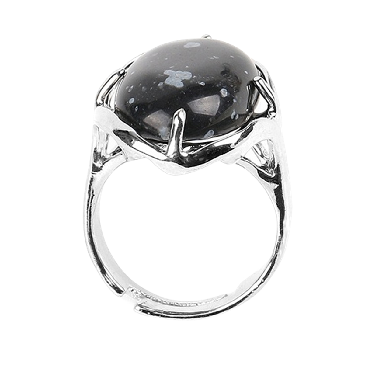 Silver Stone Rings for Women Men Adjustable 18x25MM Oval Gemstone CAB SR0156S 