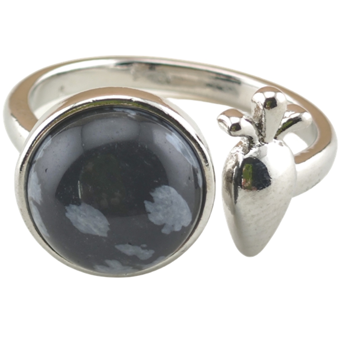 Silver Carrot Stone Rings for Women Men Adjustable 10MM Round Gemstone CAB SR0173S