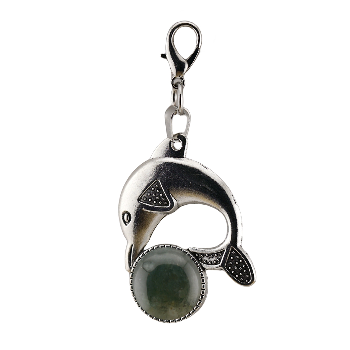 Natural Stone Dolphin Charm Pendant Dangle Charms with Lobster Clasps