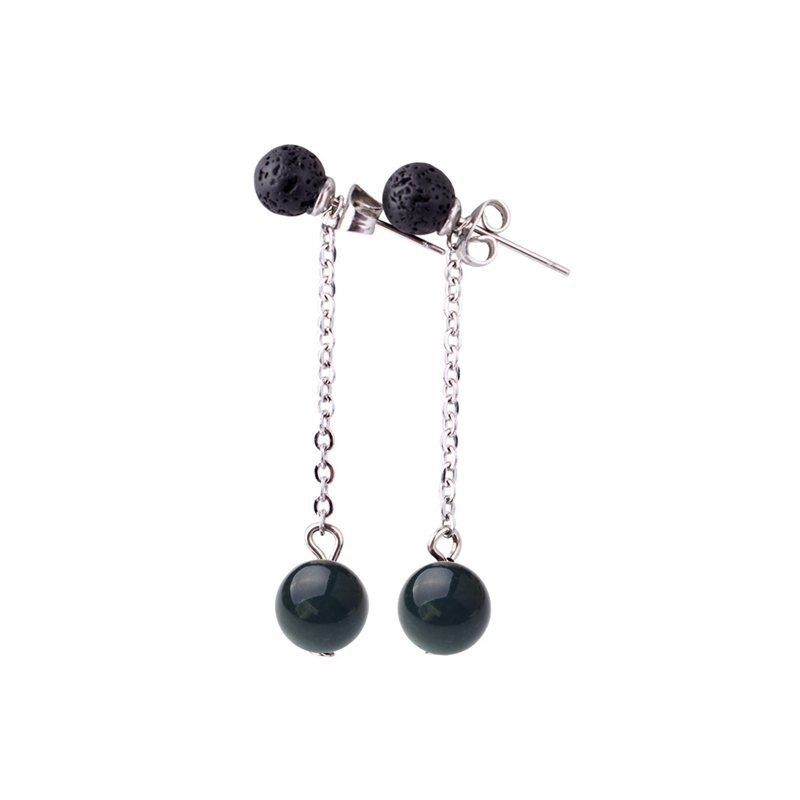 Lava Stone 6MM Earrings Stud Natural 8MM Gemstone long Chain Dangle Earring for women Girls