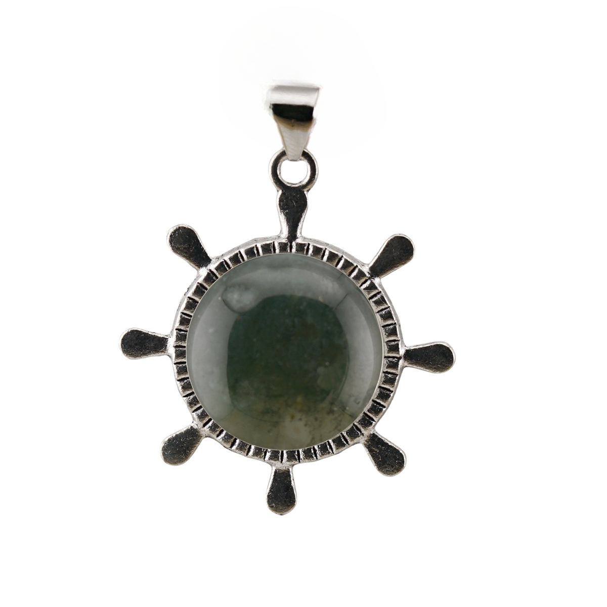 Silver Alloy Rudder Gemstone Pendant for Making Jewelry with 20MM Stone Cabs Steering wheel