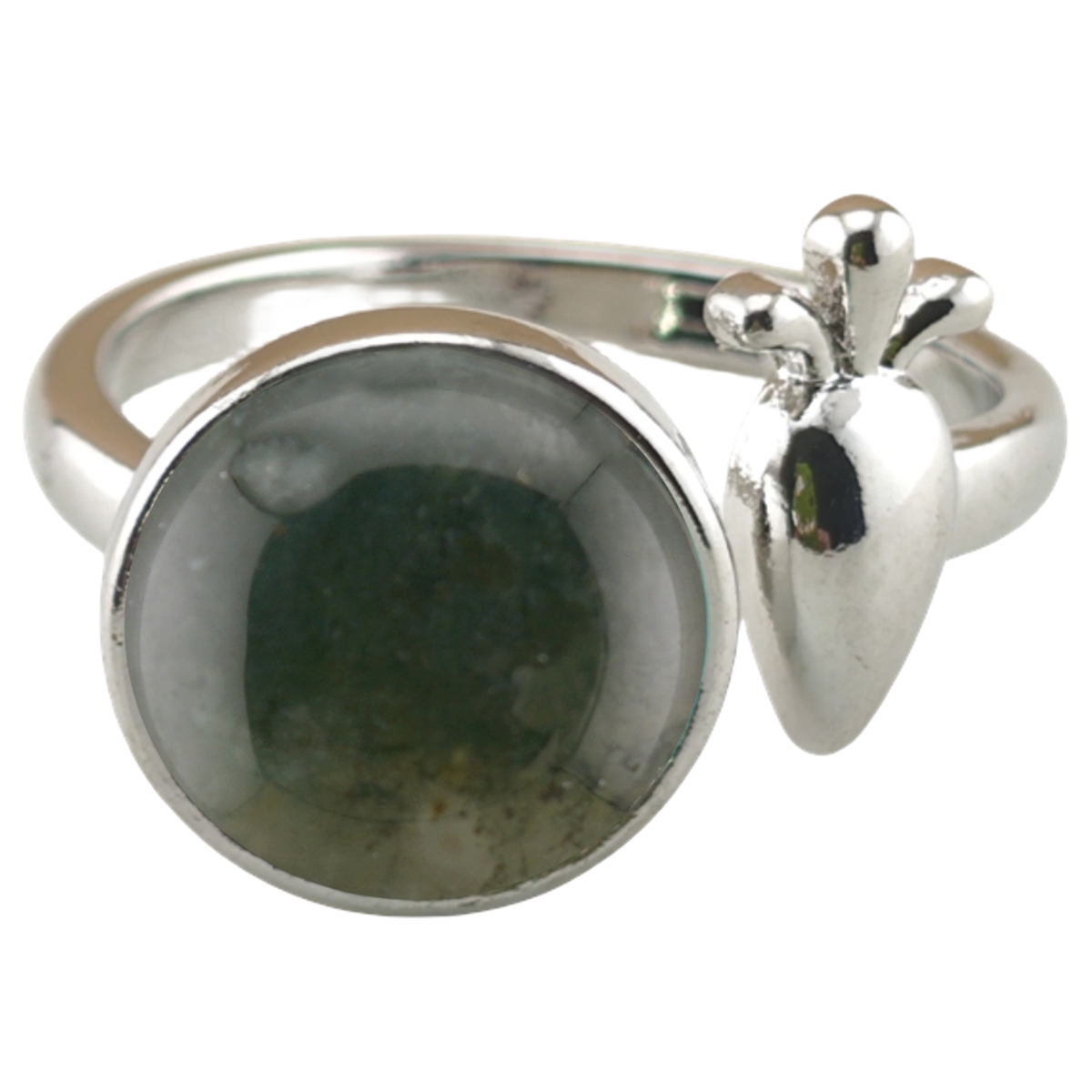 Silver Carrot Stone Rings for Women Men Adjustable 10MM Round Gemstone CAB SR0173S