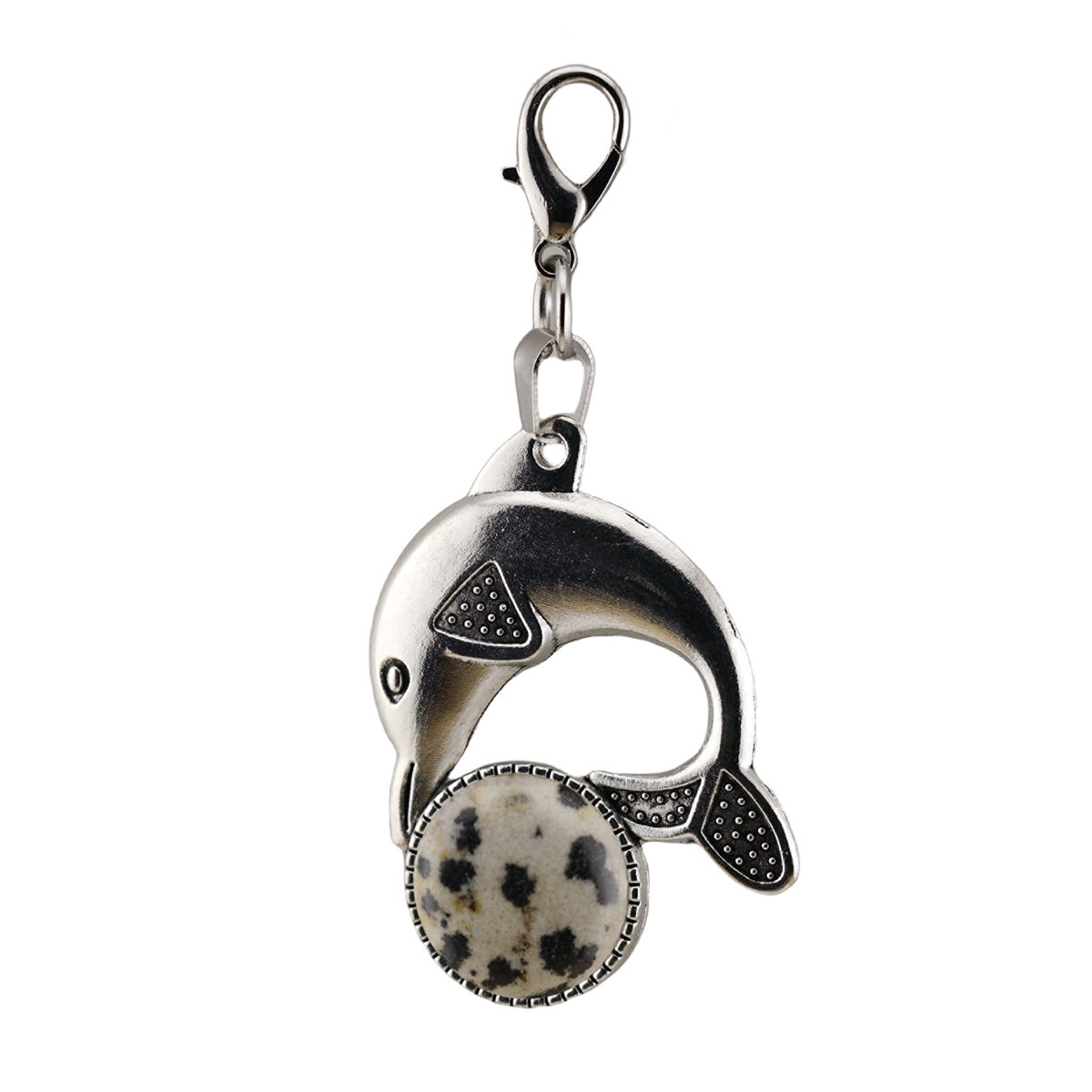 Natural Stone Dolphin Charm Pendant Dangle Charms with Lobster Clasps