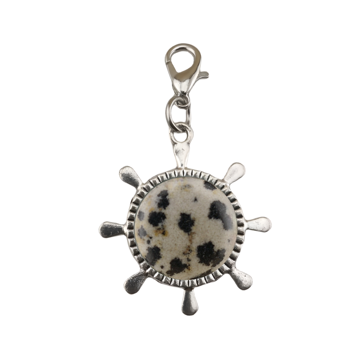 Silver Rudder Gemstone Pendant  Dangle Charms with Lobster Claw Clasp for Valentine's Day Mother Wedding Keychain Jewelry Making