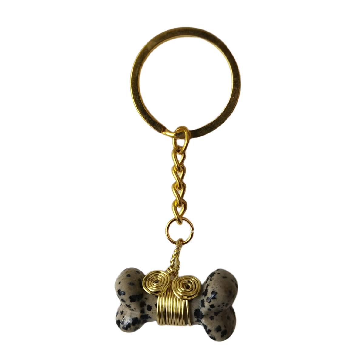 Natural Gemstone Bone Shape Pendant Healing Reiki Gem Keychain Pet Ornaments Balanced Pacification Hand Carving Bone Ornaments Dog Lovers KC1632G