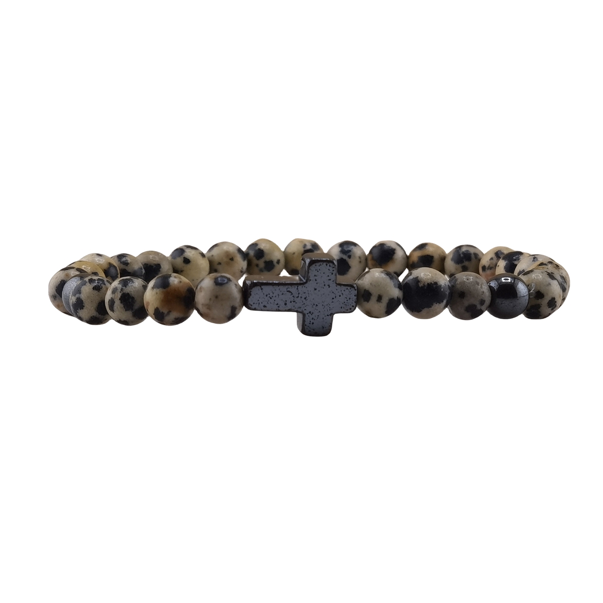 Hematite Cross 6MM Gemstone Beads Stretch Bracelets
