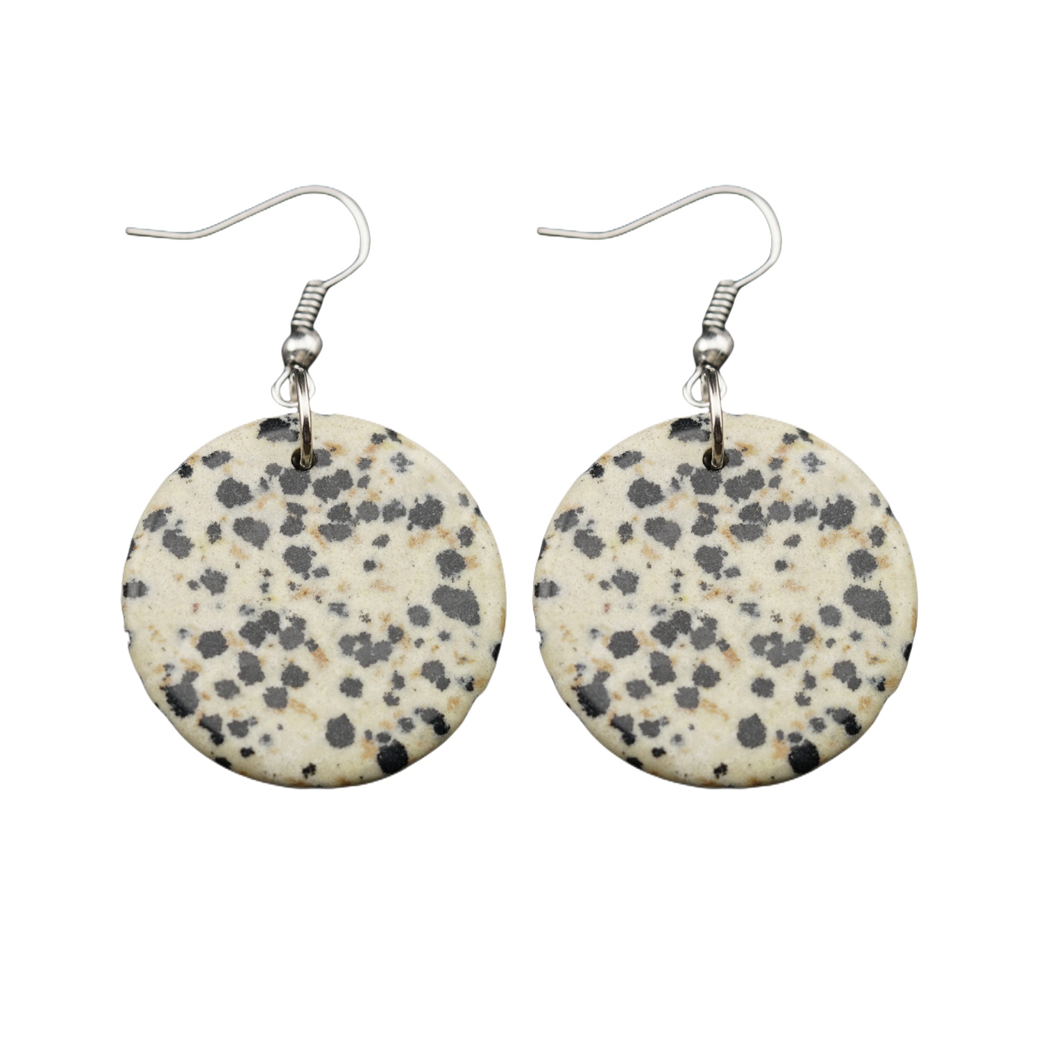Gemstone Disc Dangle Earrings for Women Healing Chakra Crystal Lucky Circle Donut Coin SE1453S