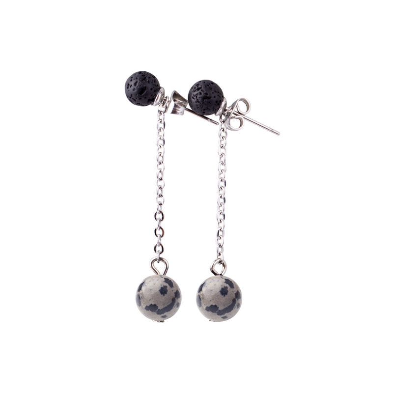 Lava Stone 6MM Earrings Stud Natural 8MM Gemstone long Chain Dangle Earring for women Girls