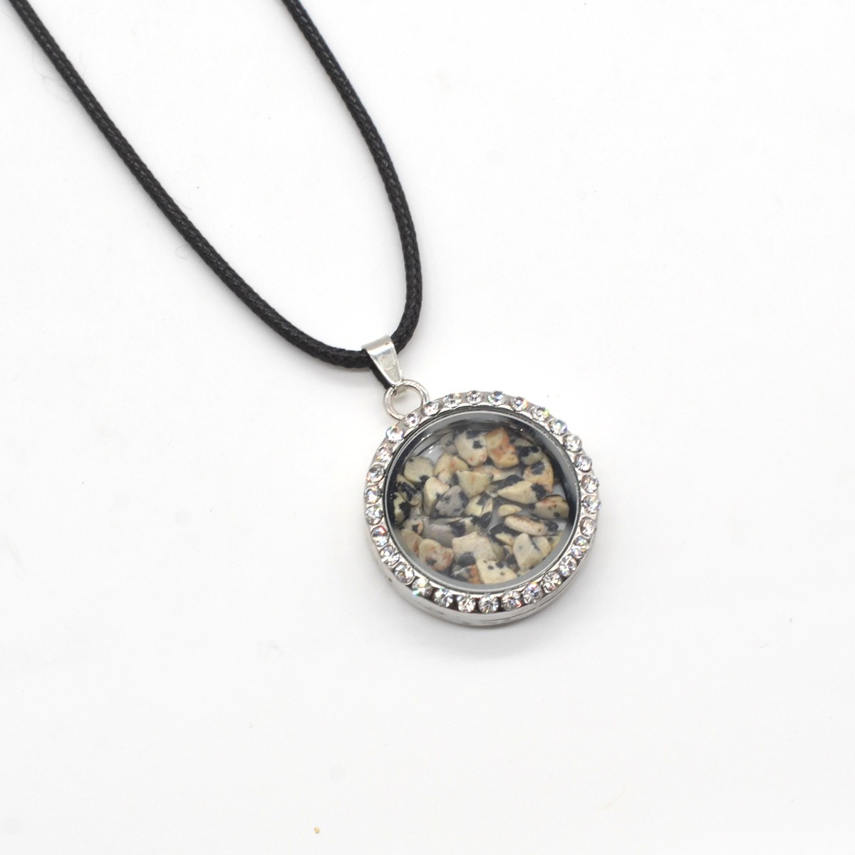 Natural Raw Gemstone 30MM Living Floating Memory Glass Locket Pendant Necklace 24" Chain
