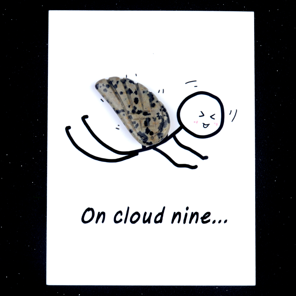 Handmade Craved Gemstone Wing Pendant SP0677-16X30MM Card Packing