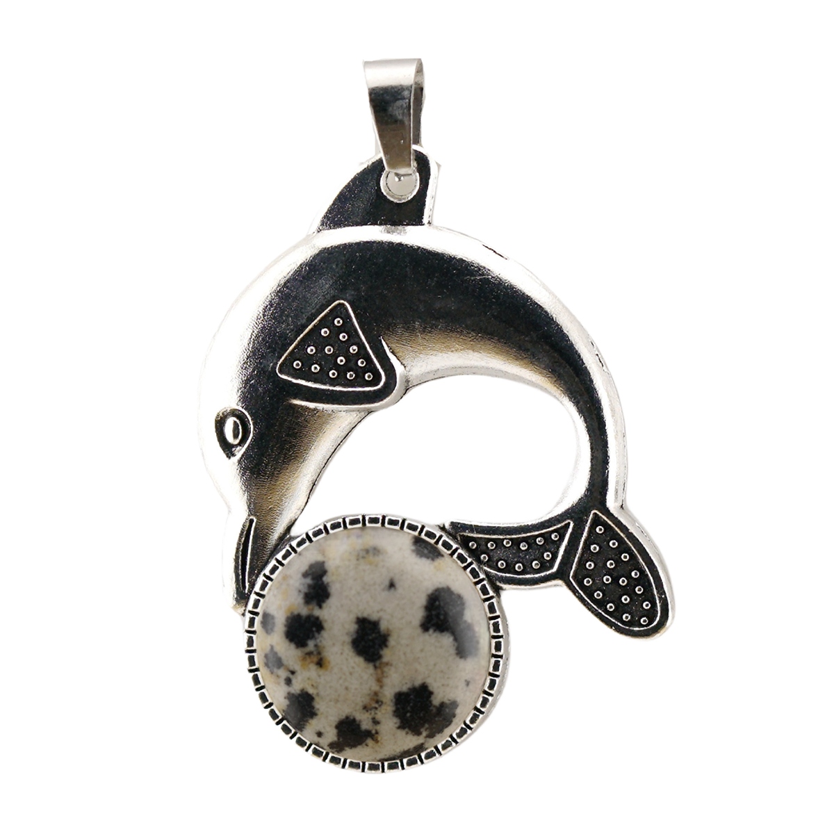 Silver Alloy Dolphin Gemstone Pendant for Jewelry Making Necklace Earrings