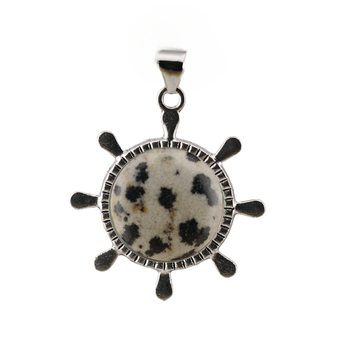 Silver Alloy Rudder Gemstone Pendant for Making Jewelry with 20MM Stone Cabs Steering wheel