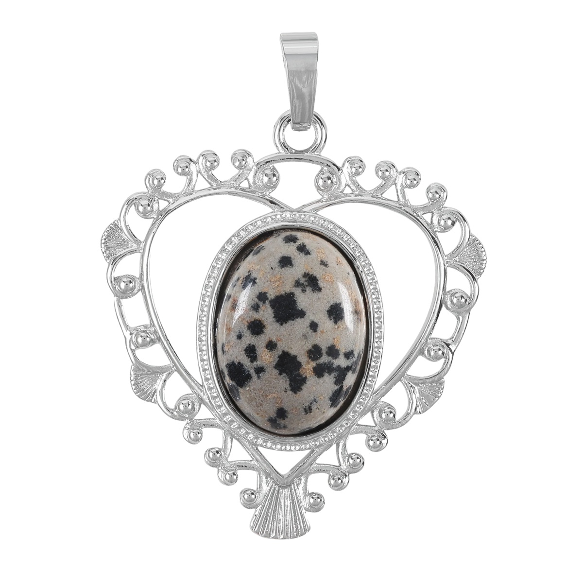 Silver Love Heart Pendant 35x46mm for Making jewelry necklace with 15x18MM natural Gemstone CABs