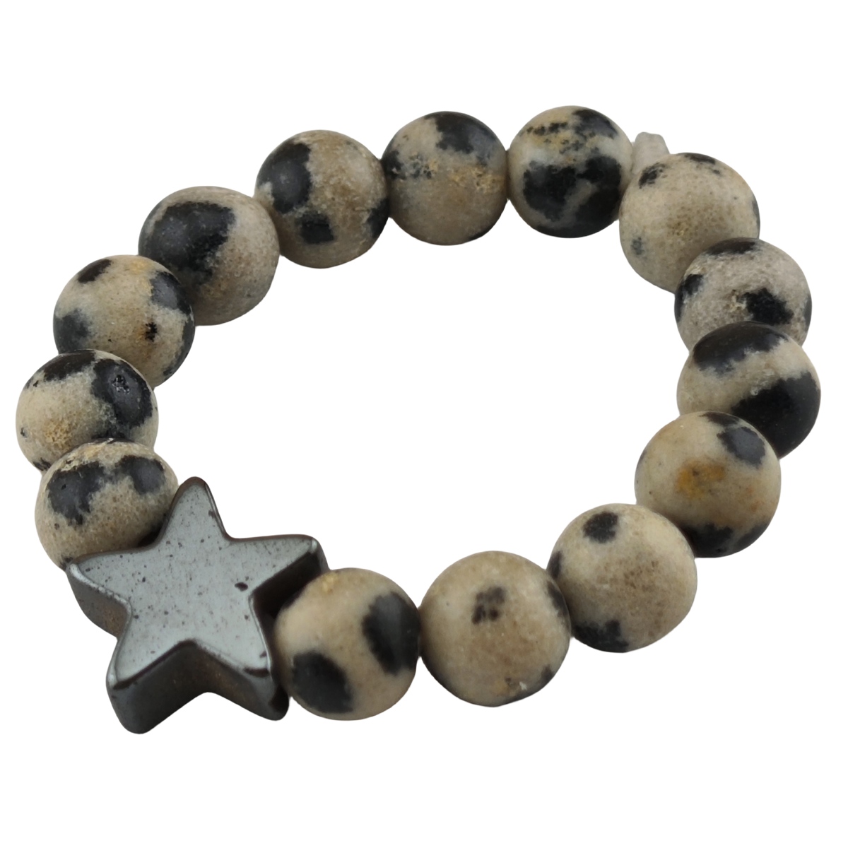 Natural Stone 4MM Round Beads Hematite Stars Stretch Rings SR0169B