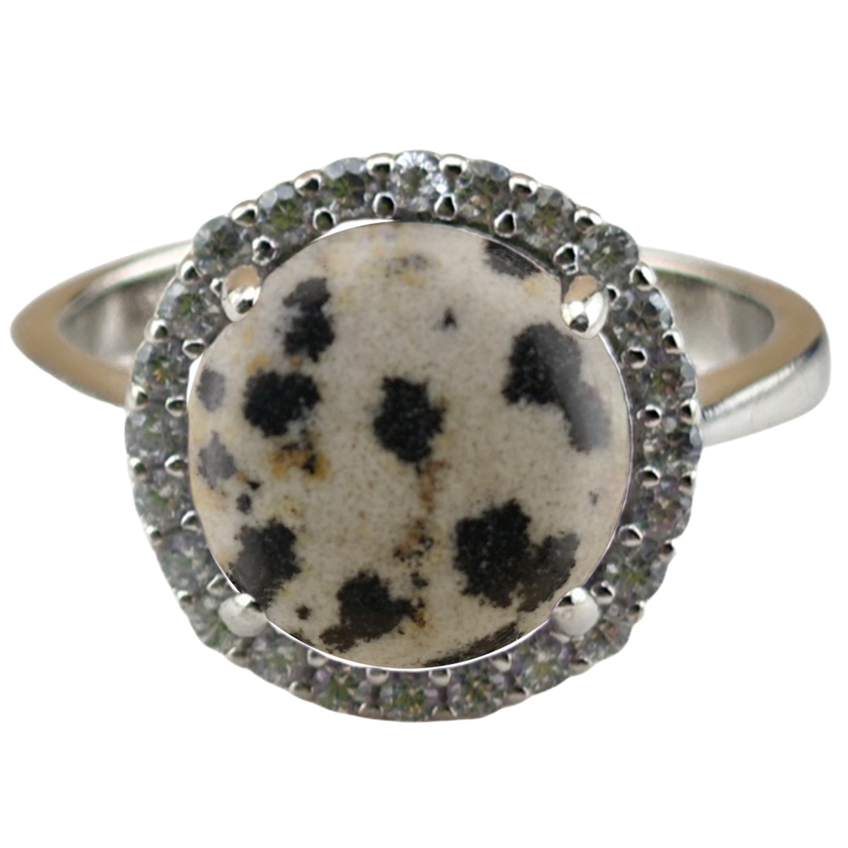 Silver Stone Rings for Women Girl Adjustable 10MM Gemstone Cabochons CZ Rhinestone Rings SR0179S