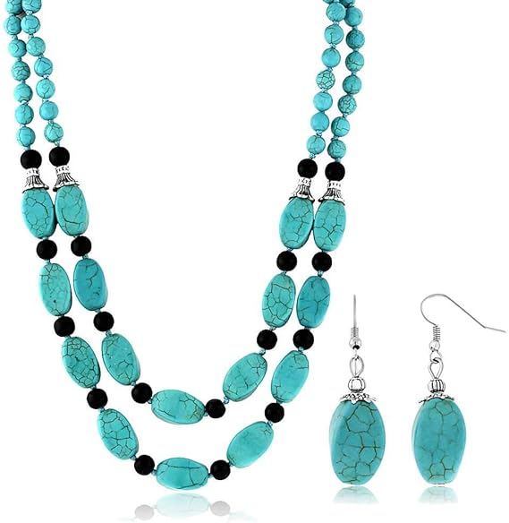 Gemstone Necklace and Earrings
