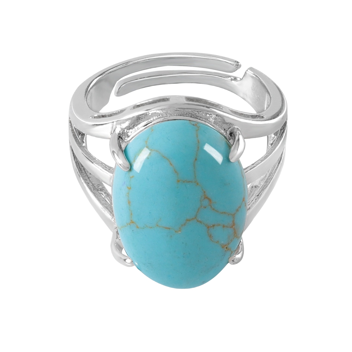 Silver Stone Rings for Women Men Adjustable  SR0154S 13X18MM Gemstone CAB