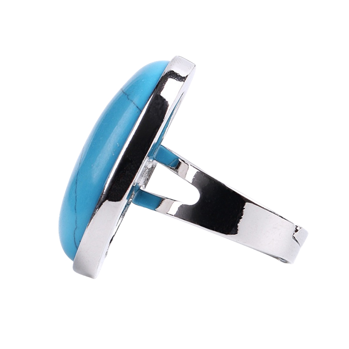 Silver Gemstone Rings for Women Men Adjustable 18x25MM Oval Gemstone CAB SR0157S 