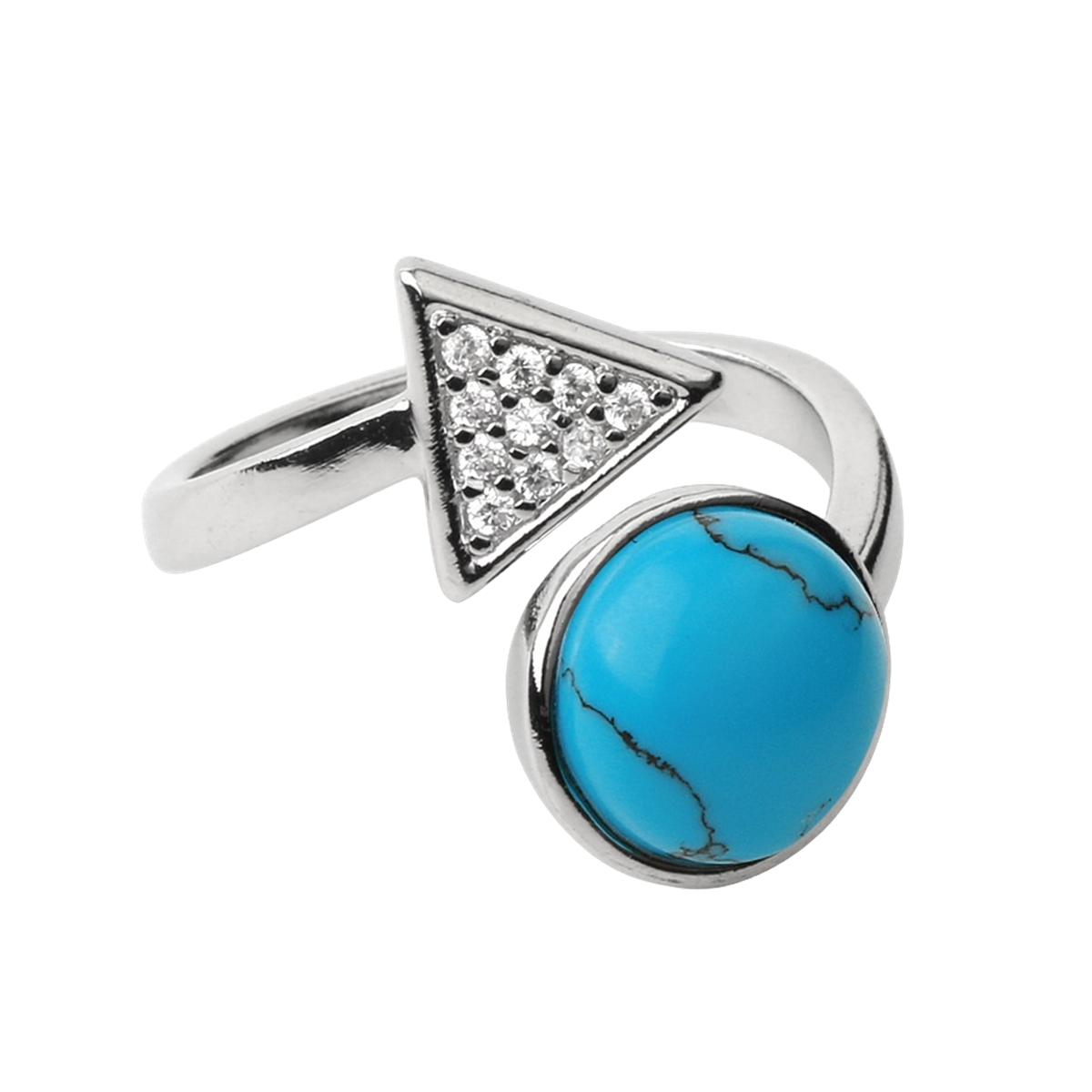 Natural Stone Triangle Rings 10MM Round Shaped Gemstone Jewelry For Women Anniversary Birthday Wedding Gift SR0159S