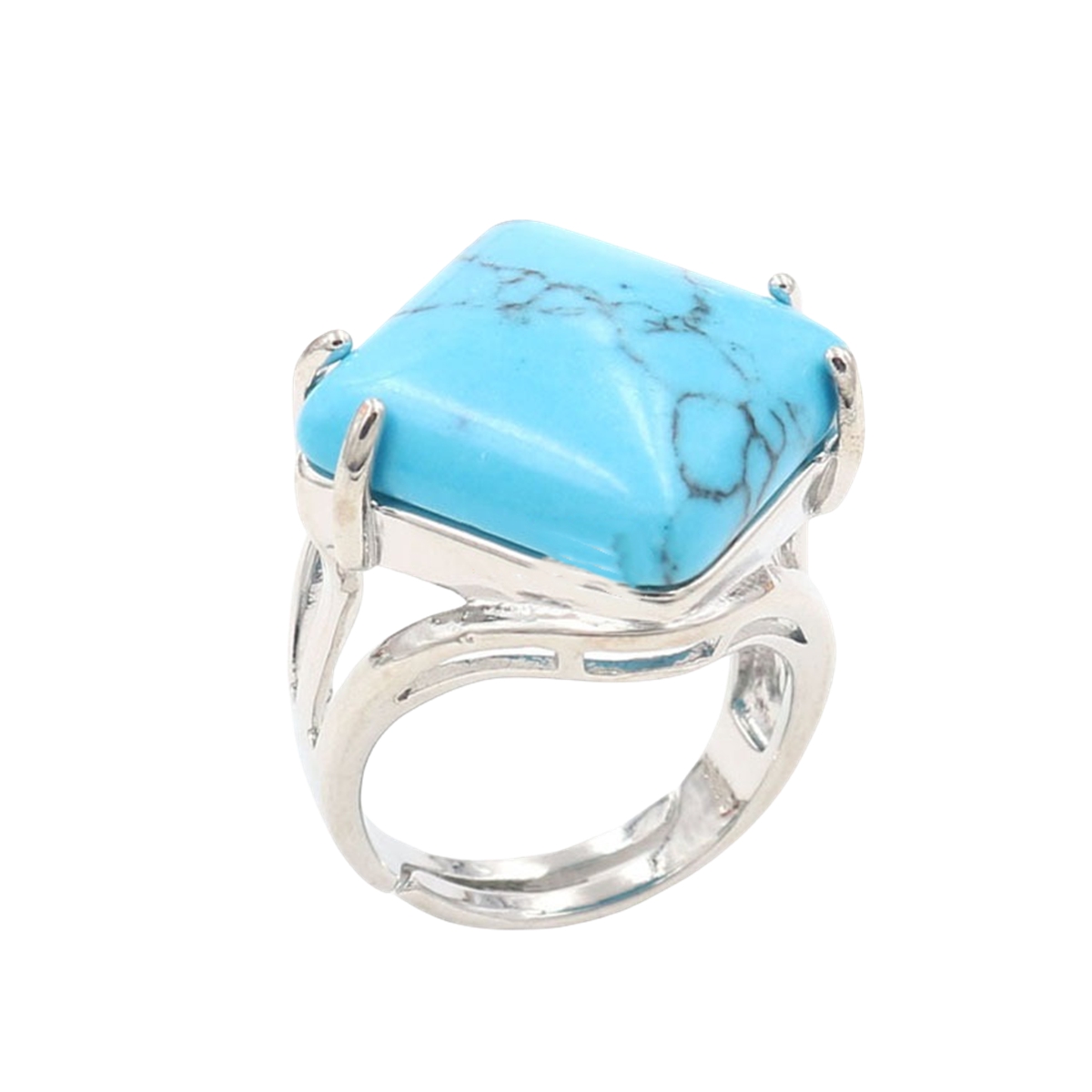 Square Gemstone Ring for Women Girls Natural 16MM Cube Crystal Handmade Womens Statement Ring SR0164S