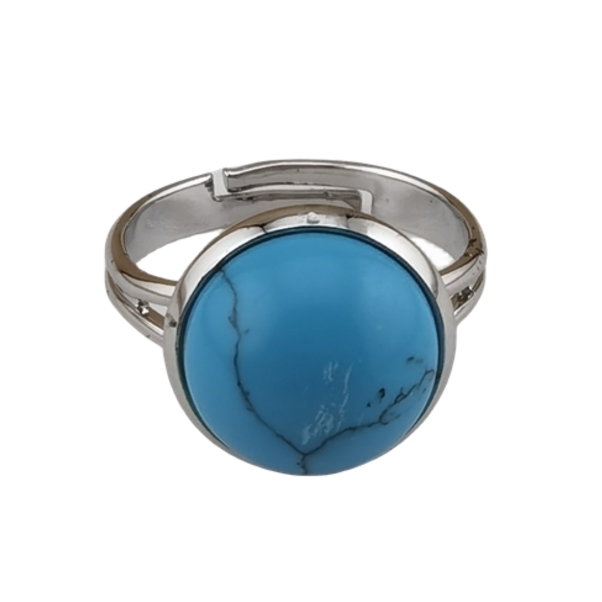 Silver Women 12MM Gemstone Rings Adjustable SR0189S