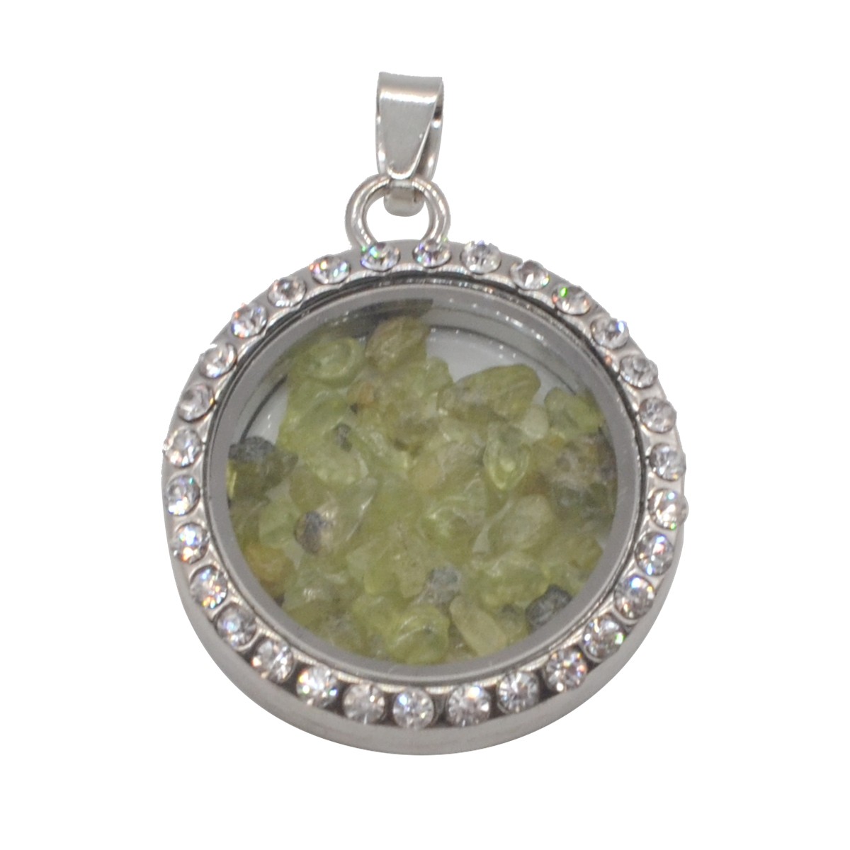Natural Raw Gemstone 30MM Living Floating Memory Glass Locket Pendant Necklace 24" Chain