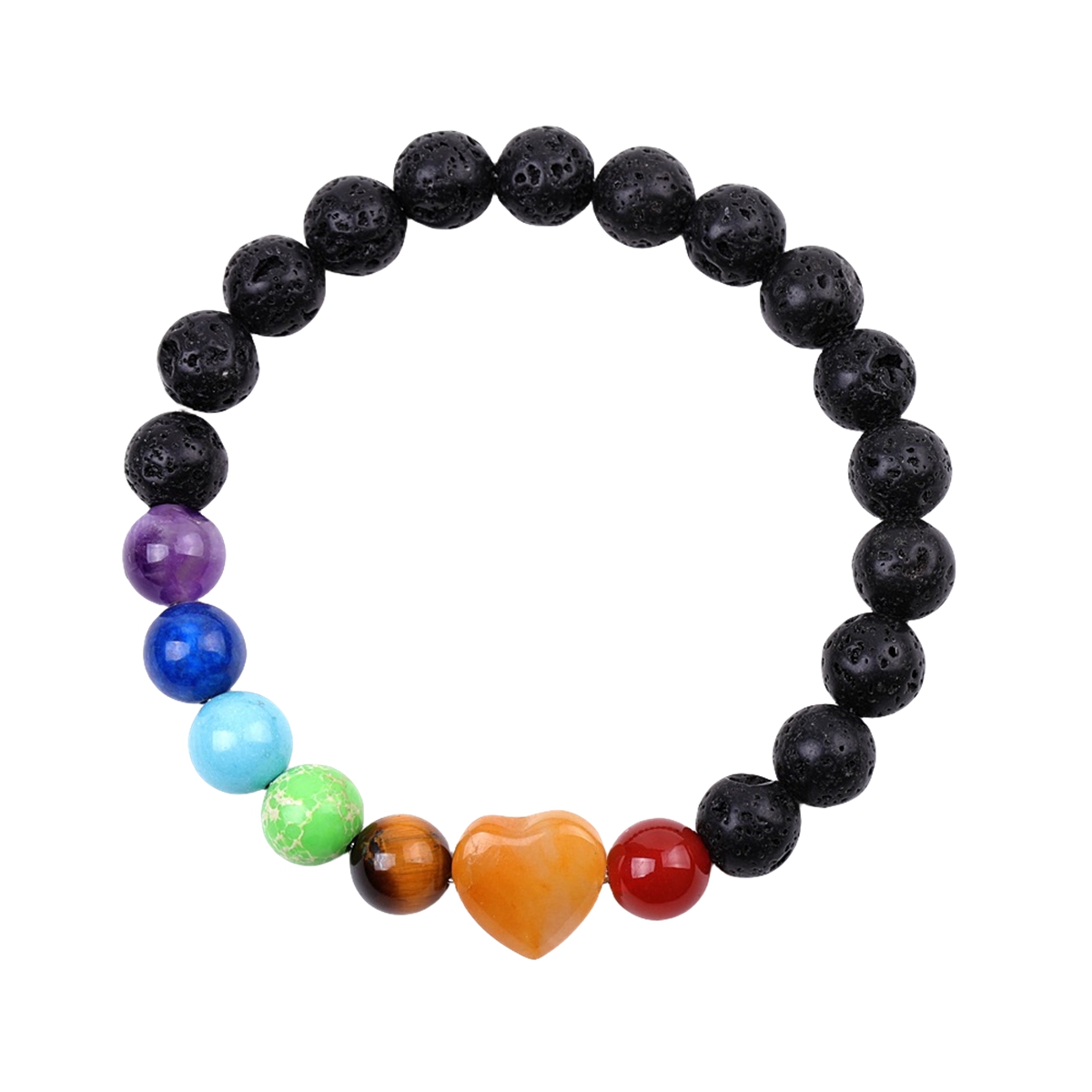 Healing Chakra Heart Stone Bracelet 8mm Beads Stretch Bangle Jewelry for Women