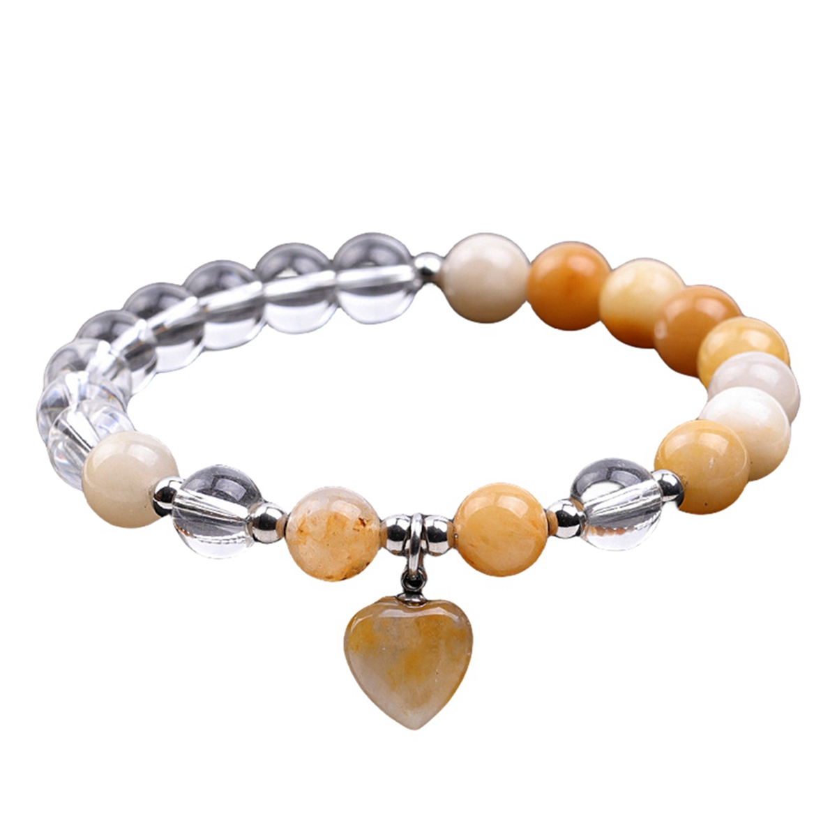 Healing Chakra Heart Stone Bracelet 8mm Beads Stretch Bangle Jewelry for Women SB2029