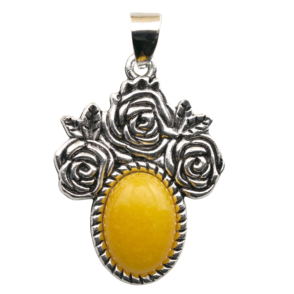 Silver Rose Flower Gemstone Pendant for Making Jewelry  10x14MM Stone Cabs