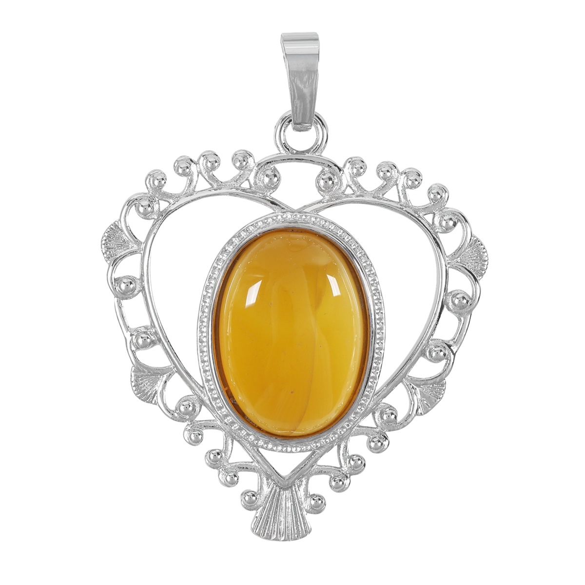 Silver Love Heart Pendant 35x46mm for Making jewelry necklace with 15x18MM natural Gemstone CABs