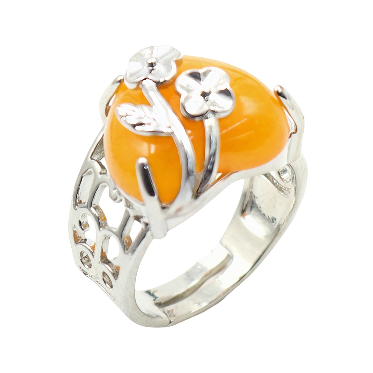 Silver 16MM Heart Stone Rings for Women Men Adjustable  SR0140S