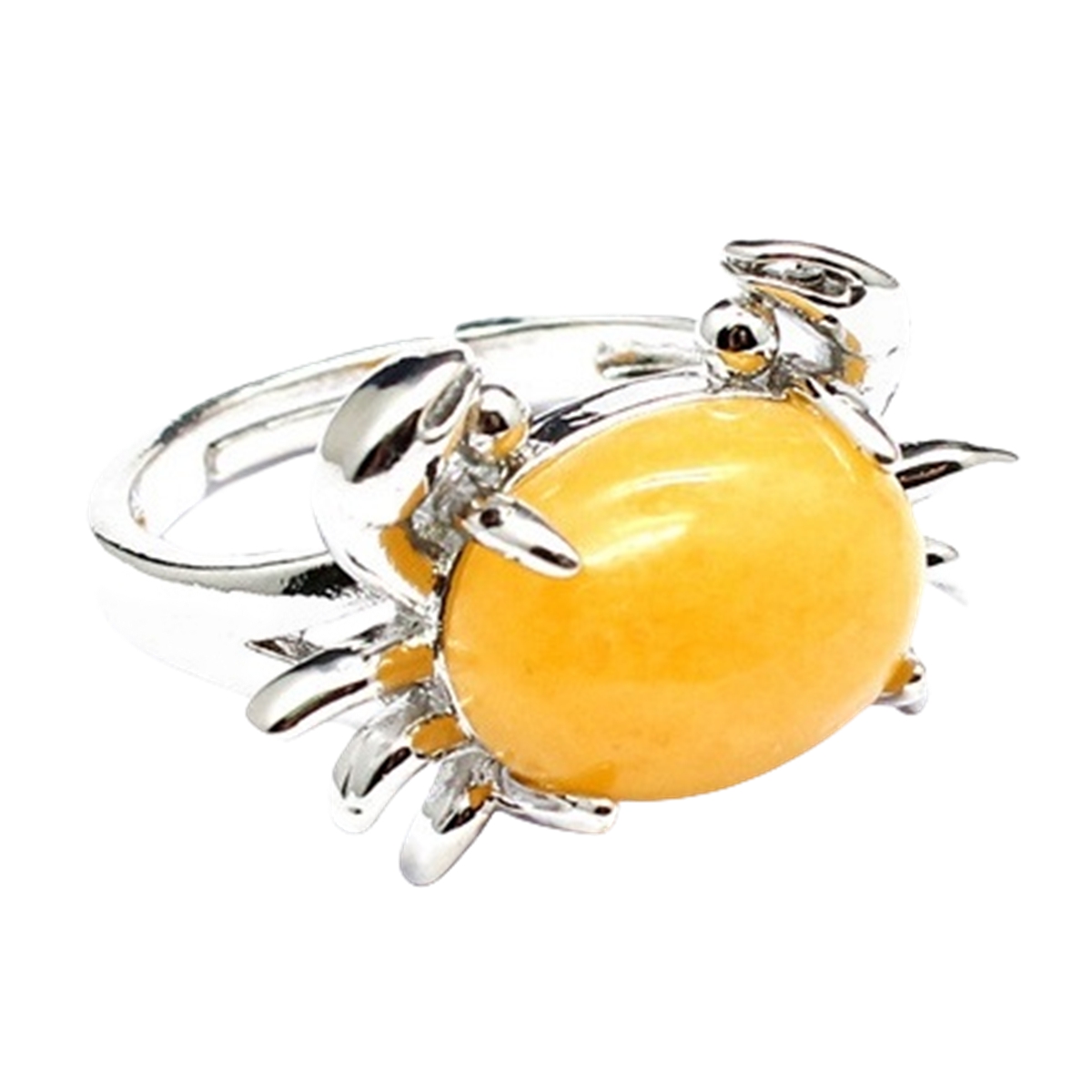 Silver Crab Stone Rings for Women Men Adjustable SR0146S