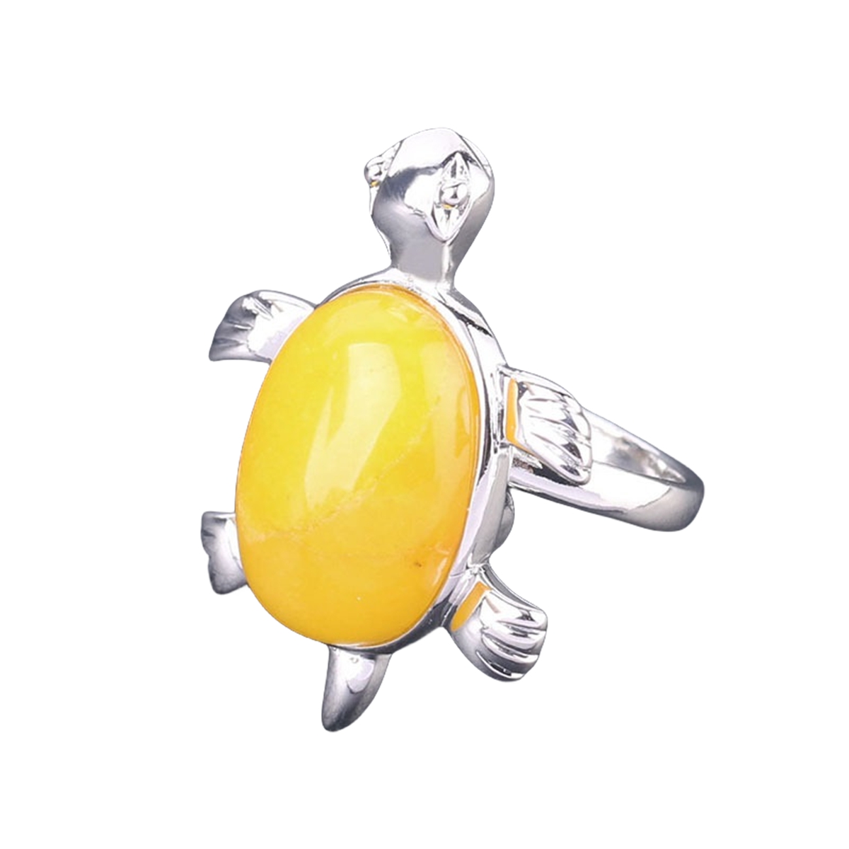 Silver Turtle & Tortoise Stone Rings for Women Men Adjustable  SR0148S