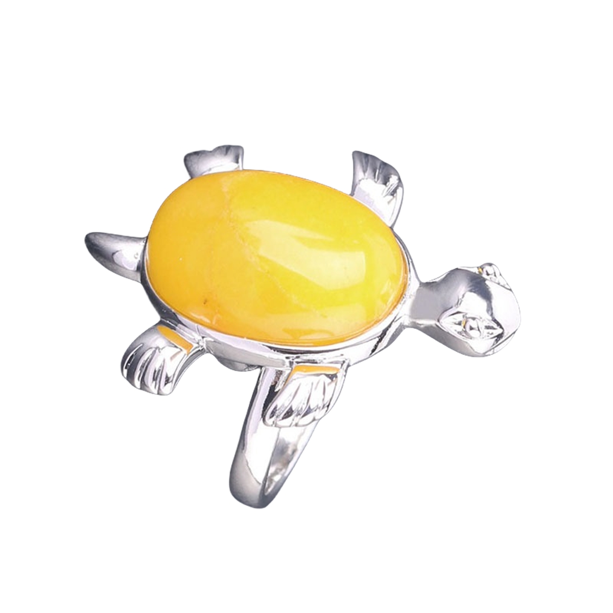 Silver Turtle & Tortoise Stone Rings for Women Men Adjustable  SR0148S