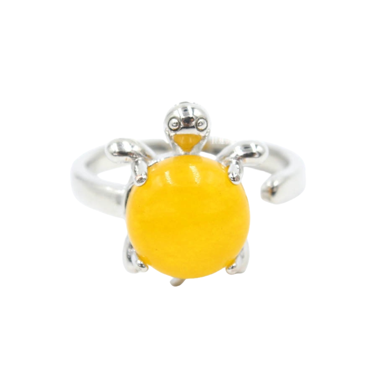 Silver Turtle & Tortoise Stone Rings for Women Men Adjustable SR0149S 10MM Gemstone CAB