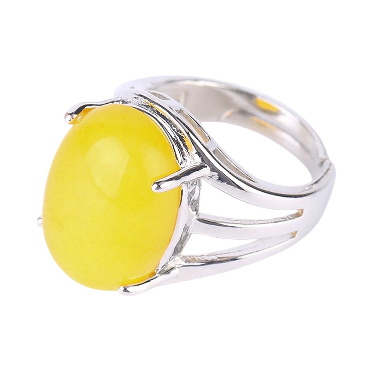Silver Stone Rings for Women Men Adjustable  SR0154S 13X18MM Gemstone CAB