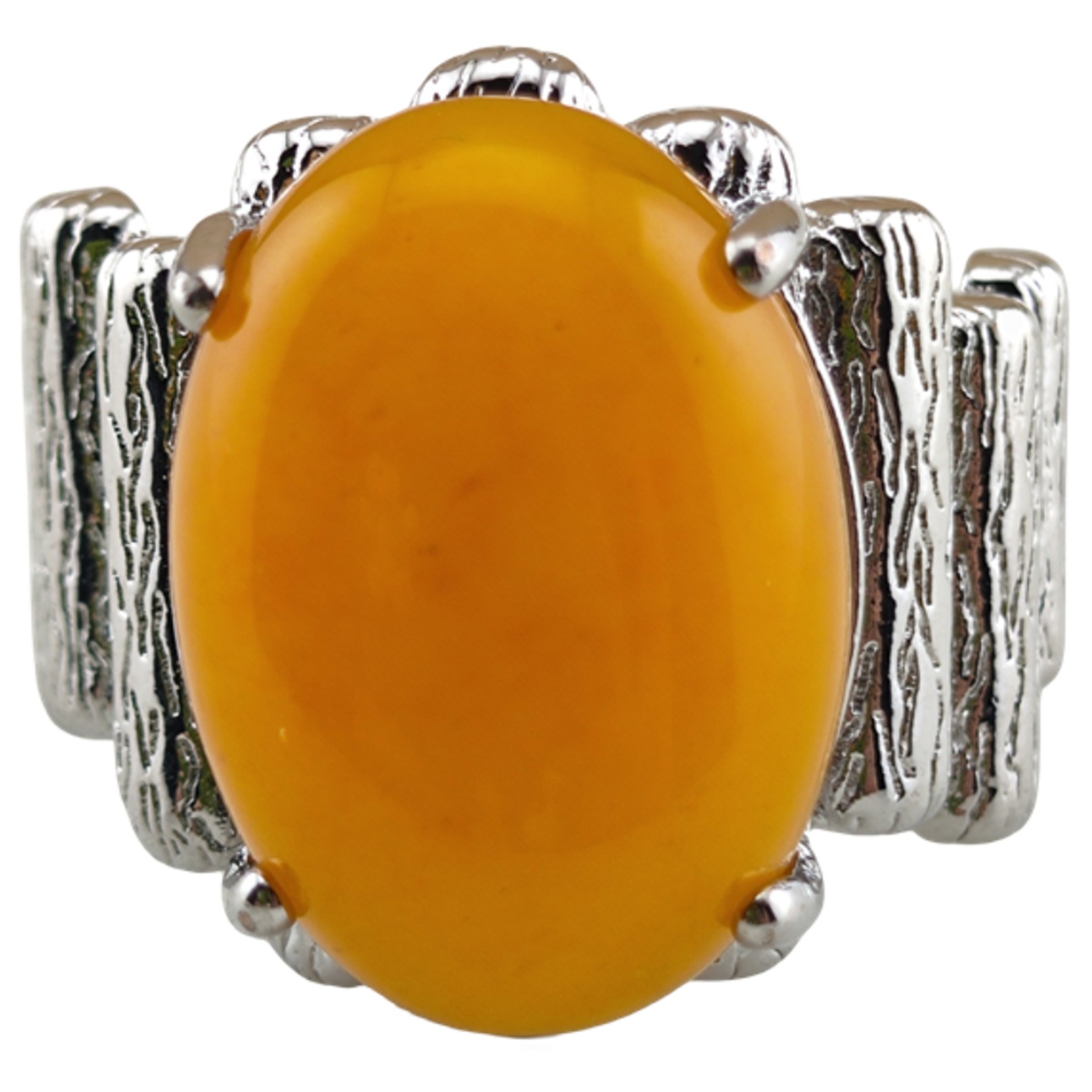 Silver Stone Rings for Women Men Adjustable 13x18MM Horse Eye Gemstone CAB SR0177S