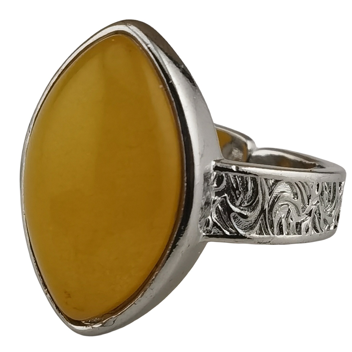 Women Silver Stone Rings Adjustable with 12x20MM Horse Eye Gemstone CAB SR0191S