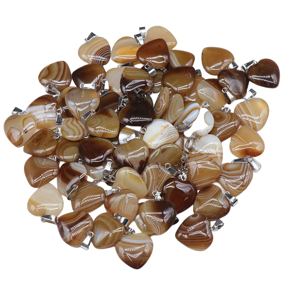 20MM Natural Agate Heart Stone Pendants for Making Jewelry Necklace Earrings Bracelets