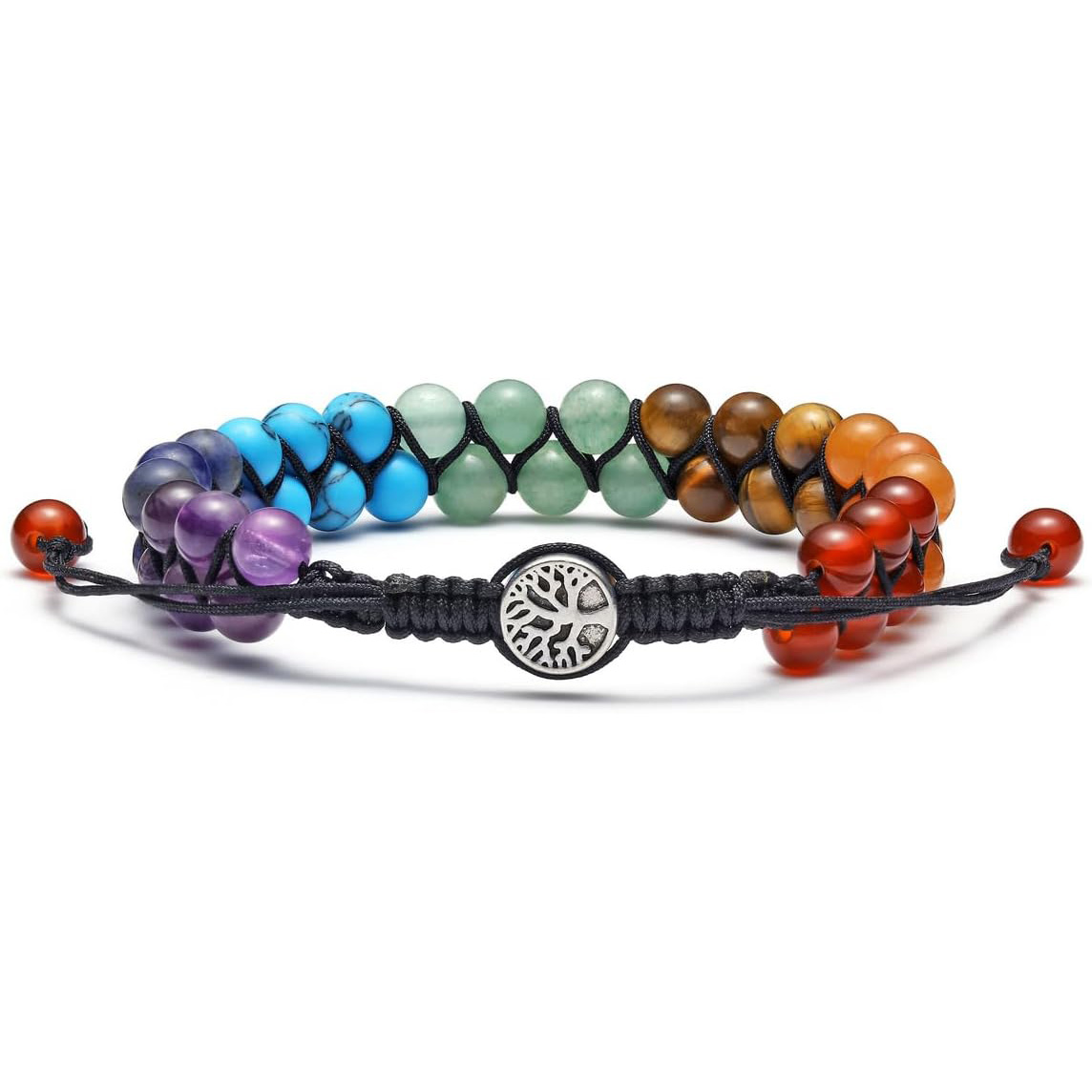 Chakra Bead Bracelets for Women Men - 6mm Natural 7 Chakra Healing Crystal Tree Life Stretch Bracelet with Real Stones Anxiety Meditation Yoga Gemstone Jewelry