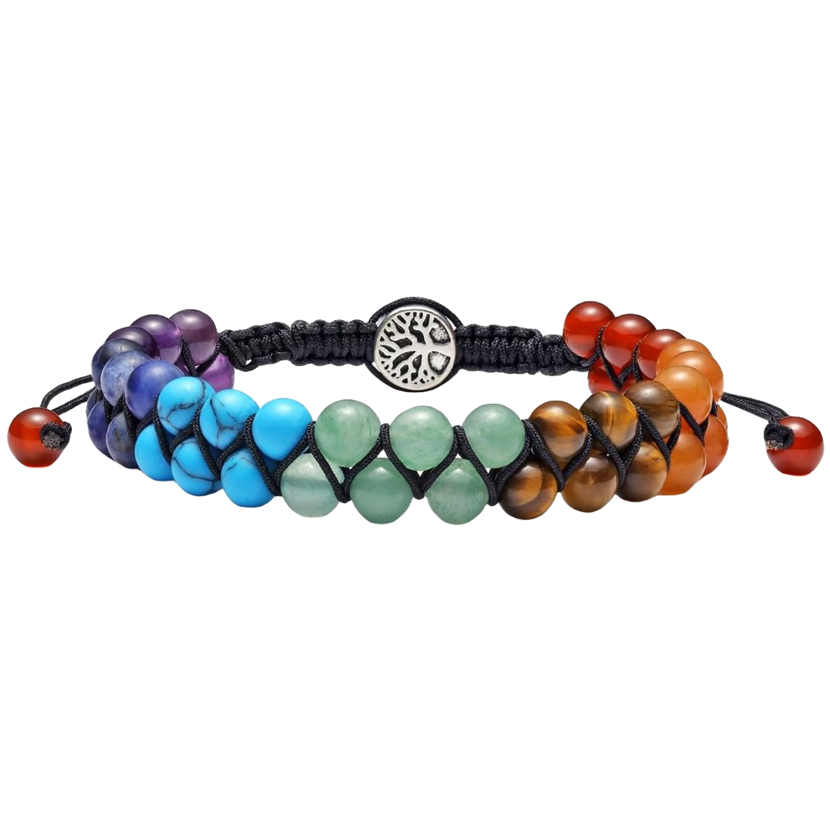 Chakra Bead Bracelets for Women Men - 6mm Natural 7 Chakra Healing Crystal Tree Life Stretch Bracelet with Real Stones Anxiety Meditation Yoga Gemstone Jewelry
