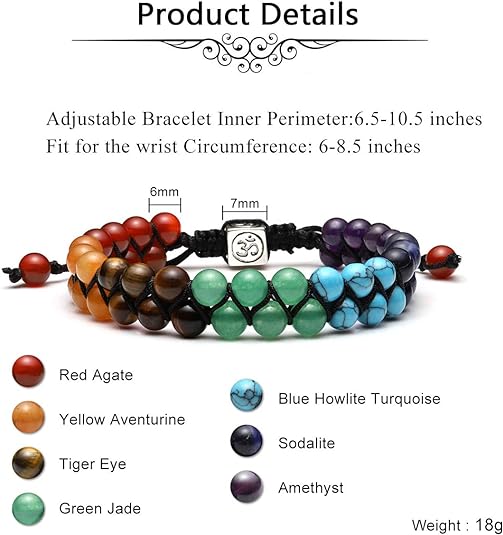 Chakra Bead Bracelets for Women Men - 6mm Natural 7 Chakra Healing Crystal Tree Life Stretch Bracelet with Real Stones Anxiety Meditation Yoga Gemstone Jewelry