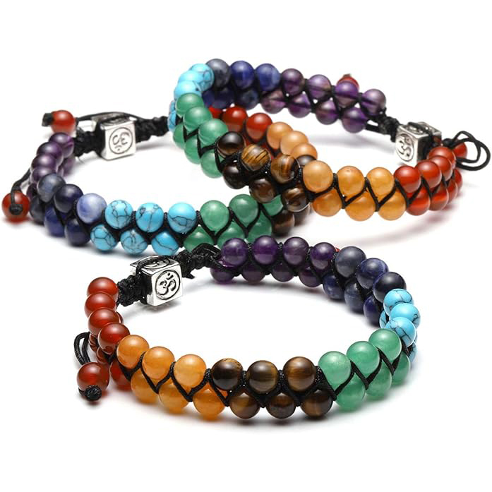 Chakra Bead Bracelets for Women Men - 6mm Natural 7 Chakra Healing Crystal Tree Life Stretch Bracelet with Real Stones Anxiety Meditation Yoga Gemstone Jewelry