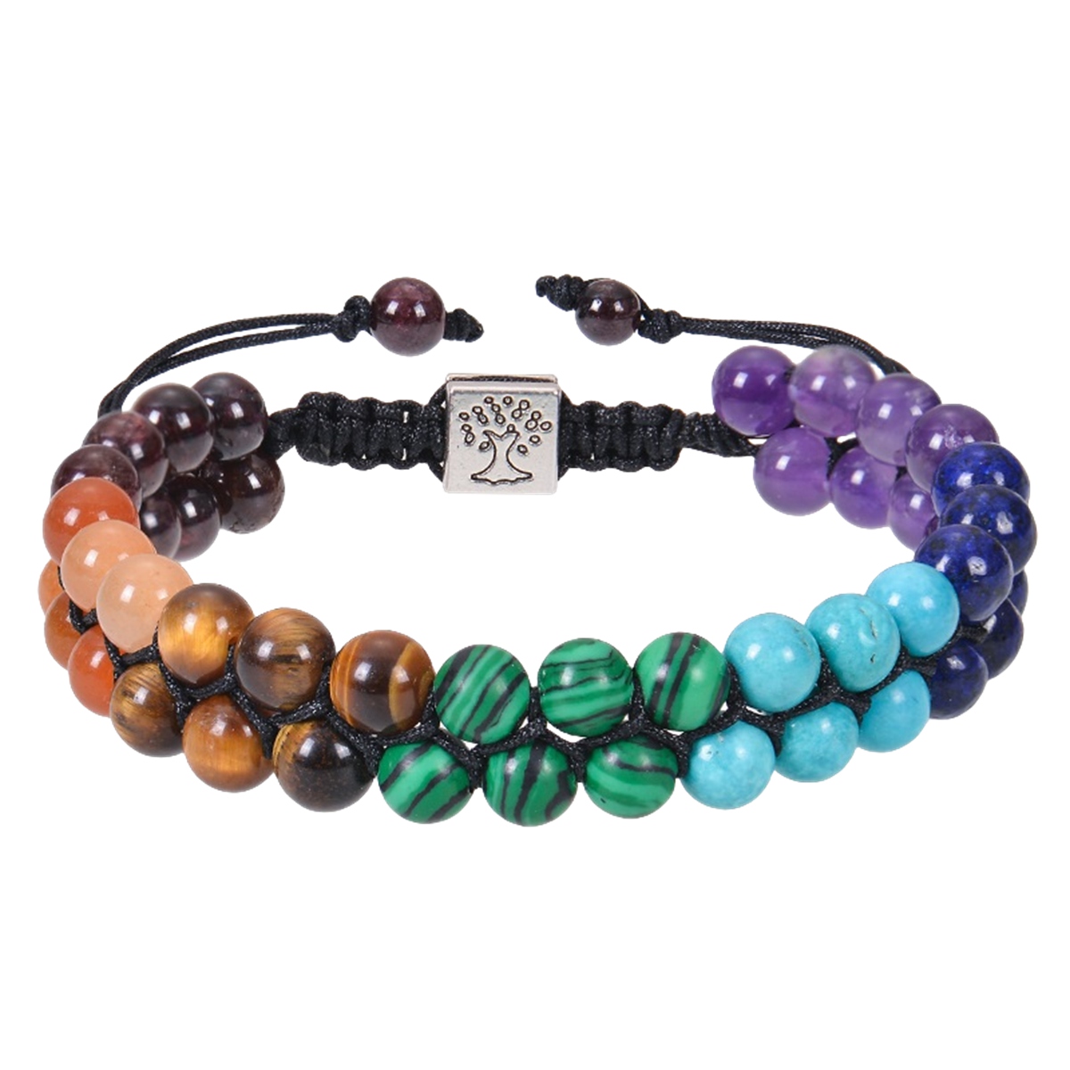 Chakra Bead Bracelets for Women Men - 6mm Natural 7 Chakra Healing Crystal Tree Life Stretch Bracelet with Real Stones Anxiety Meditation Yoga Gemstone Jewelry