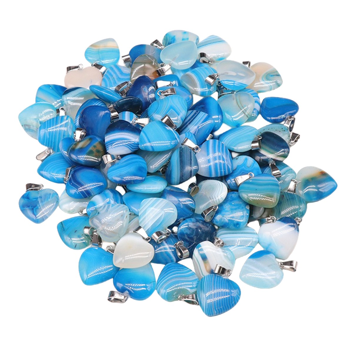 20MM Natural Agate Heart Stone Pendants for Making Jewelry Necklace Earrings Bracelets