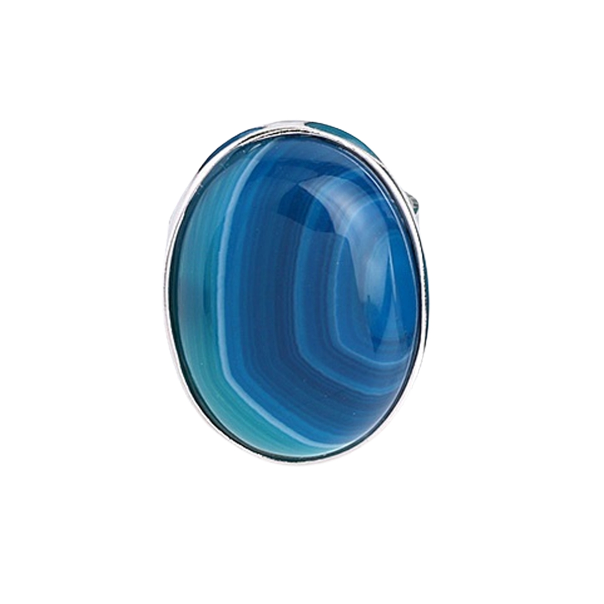 Silver Gemstone Rings for Women Men Adjustable 18x25MM Oval Gemstone CAB SR0157S 
